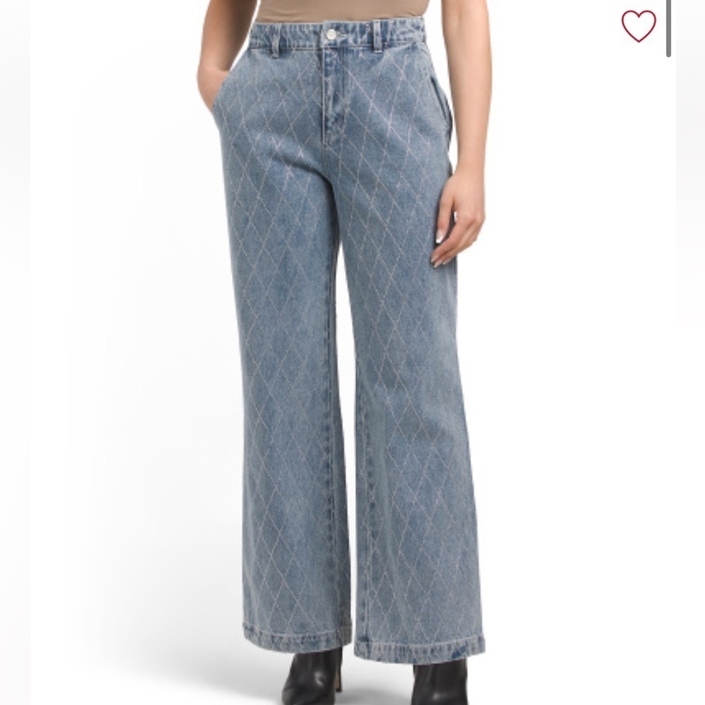 NEW WITH TAGS HOUSE OF HARLOW 1960 Rhinestone Denim Pants maya jeans. - Picture 3 of 7